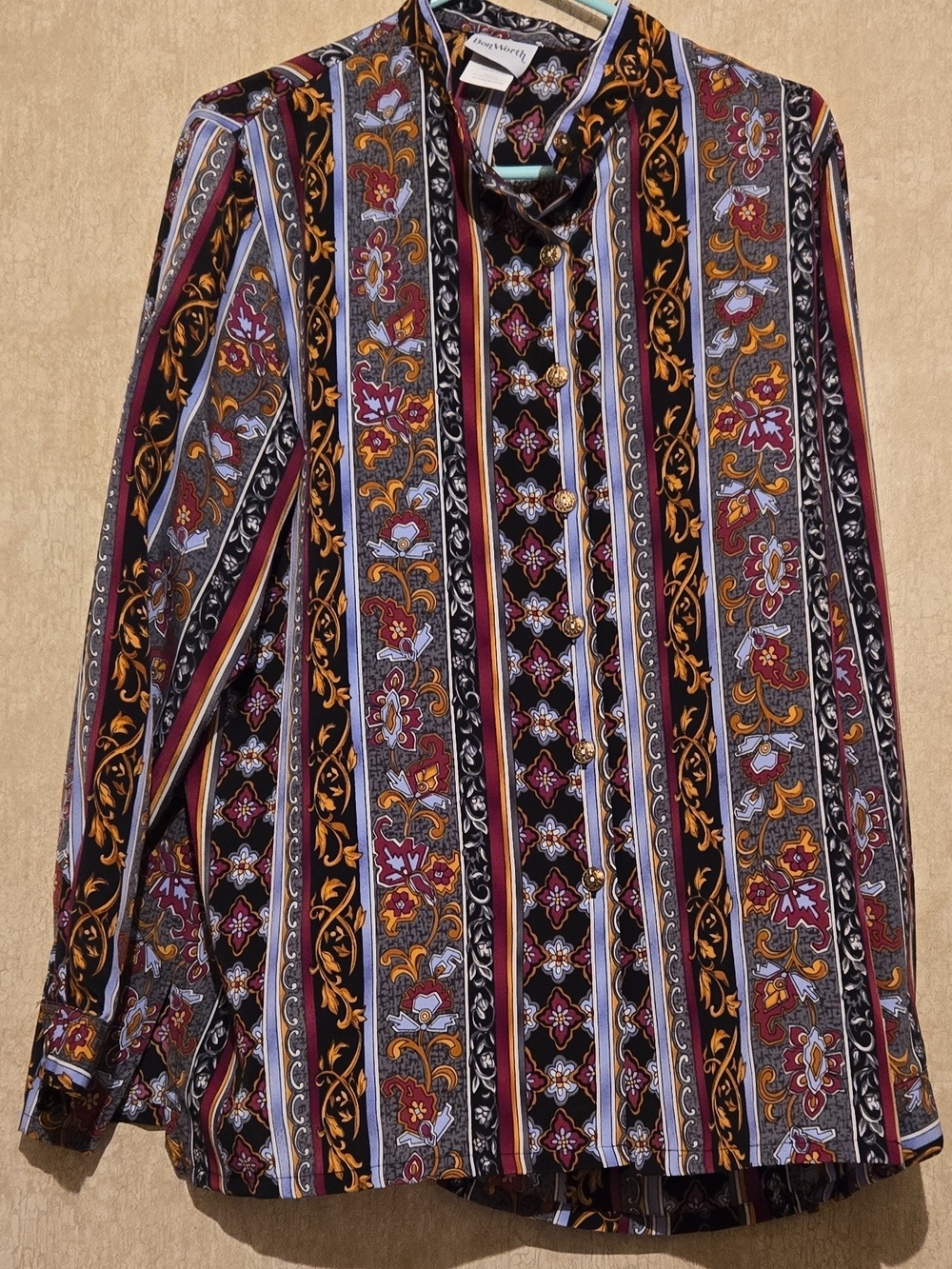 Bon Worth Multicolor Striped Floral Button-Down Shirt
